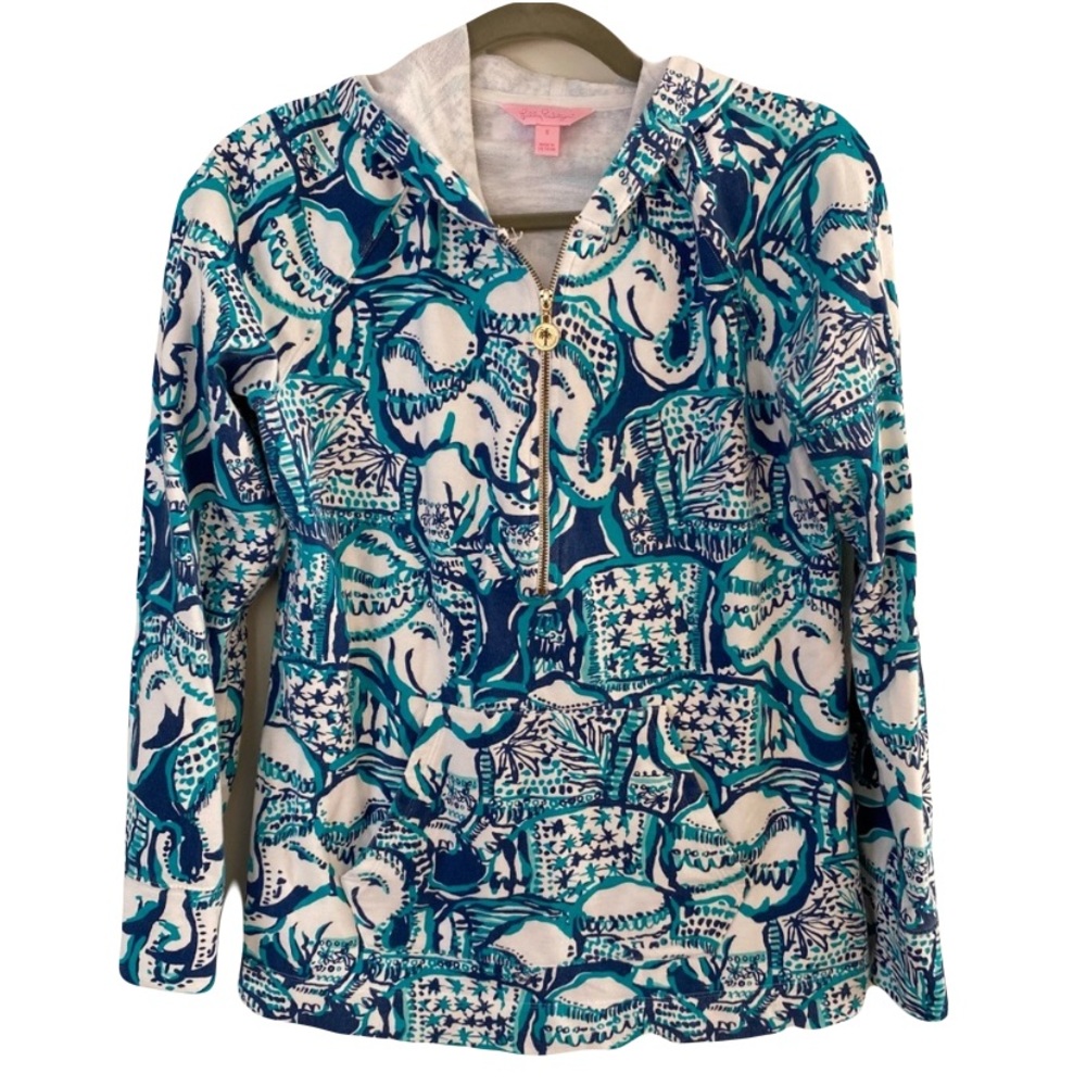 Lilly Pulitzer Blue and White Patterned Hoodie